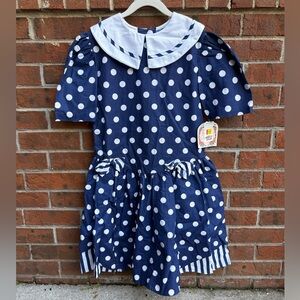 Vintage Rose Cottage 100% Cotton Polka Dot Dress Size 12 Girls Kids Child NWT